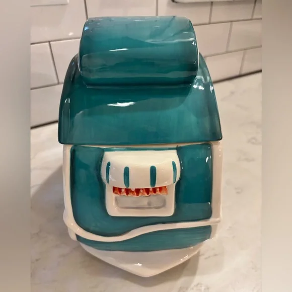 Blue Sky Clayworks Ceramic Retro Camper Cookie Jar Turquoise 16345 Whimsical - Picture 5 of 8
